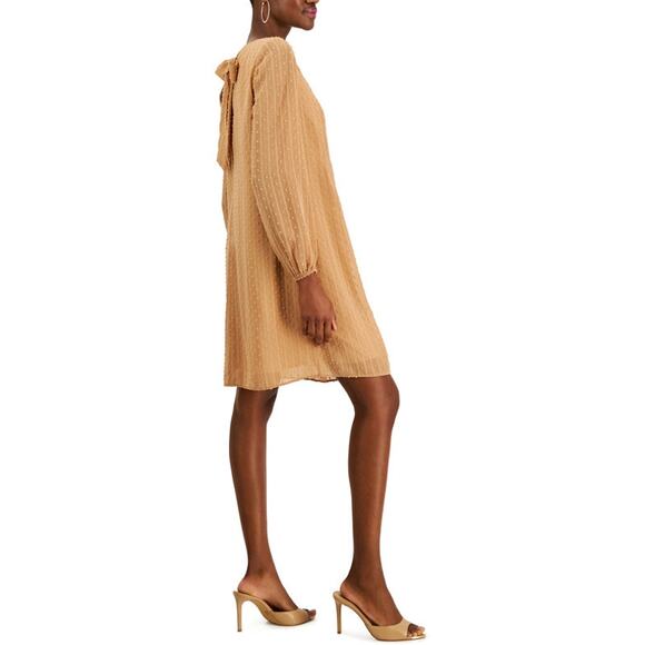 INC INTERNATIONAL CONCEPTS Shift Dress Medium Tan Beige Long Sleeve NWOT - Picture 2 of 12
